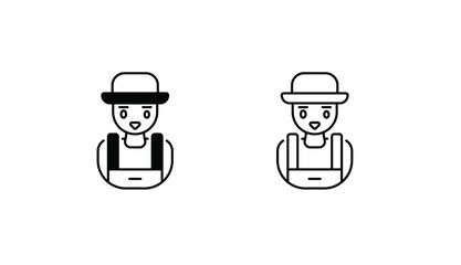 Farmer boy icon design with white background stock illustration