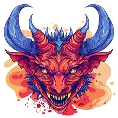 Red Skeleton Dragon Monster Head