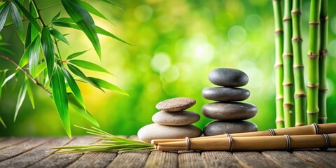 Spa stones and bamboo sticks for relaxation and wellness , Spa, stones, bamboo, relaxation, wellness, tranquil, calm