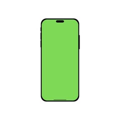 Phone mockups. Mobile mockups. Phone icon. Mobile icon. Smartphone. Cellphone frame with blank green screen isolated templates.