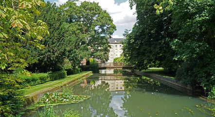 Jordans Mill and mill pond in Bedfordshire countryside.