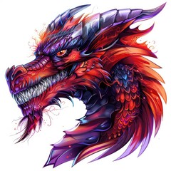 Red Skeleton Dragon Monster Head