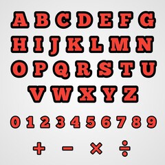 Alphabet design with numbers on isolated white background.