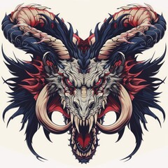 Red Skeleton Dragon Monster Head