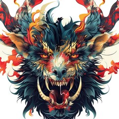 Red Skeleton Dragon Monster Head