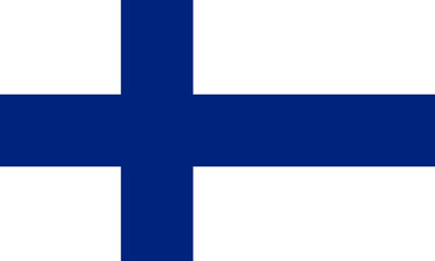 Naklejka premium Flag of Finland, white cross on blue, state symbol, vector graphic design