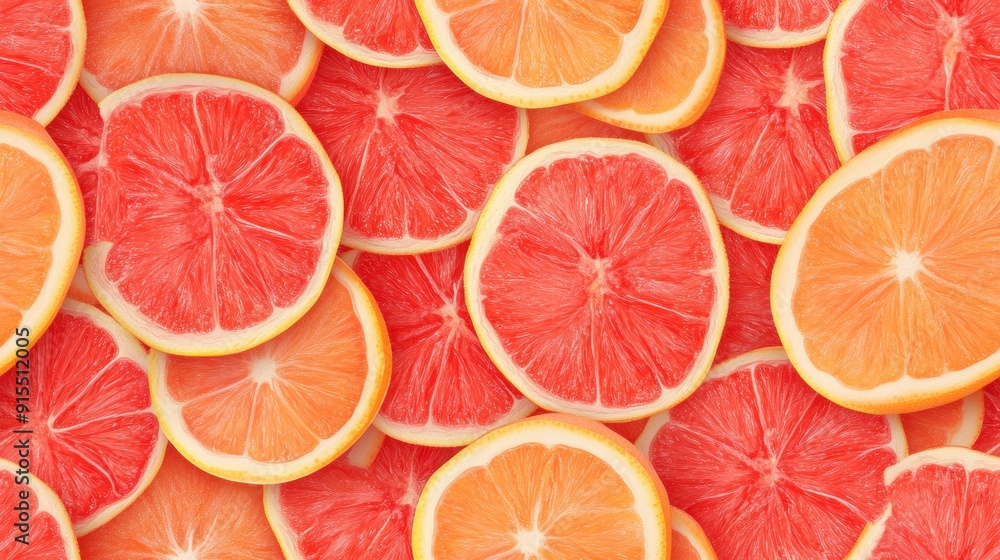 Poster a close up of many slices of grapefruit