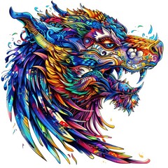 Red Skeleton Dragon Monster Head