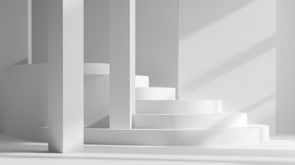 Fototapeta premium Modern Minimalist White Architecture with Staircase