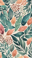 Seamless pattern with watercolor leaves. Hand-drawn illustration, Seamless pattern with watercolor leaves. Hand-drawn illustration, Seamless pattern with watercolor branches. Hand-drawn illustration.