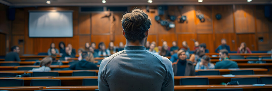 Generate a visual of an anthropologist presenting their anthropometric research findings at a scientific conference