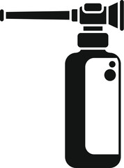 Black glyph icon representing a chemical spray bottle for gardening and pest control