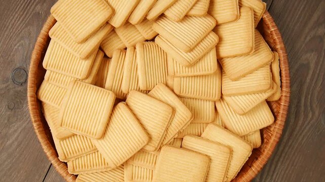 Shortbread cookies in a basket.
