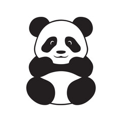 panda vector art silhouette logo icon design black and white 