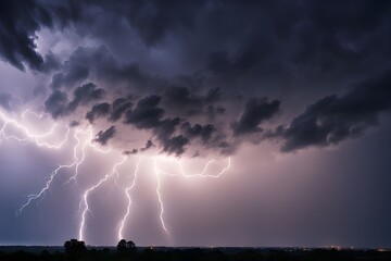 Naklejka premium lightning over the city