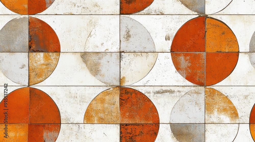 Aufkleber a wall with a pattern of circles and squares