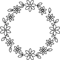 Wreath flower beauty hand drawn for adult coloring book illustration
