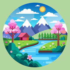 Spring landscape concept vector