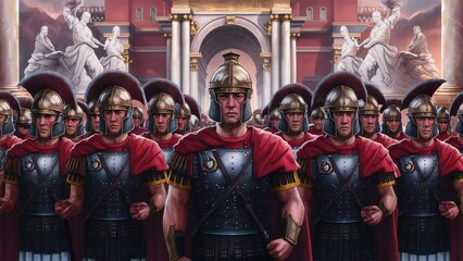 Roman Soldiers Ready to March ancient buildings helmet