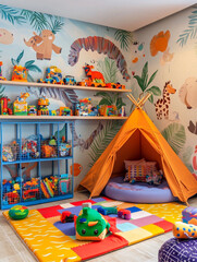 Naklejka premium colorful wall murals of playful 