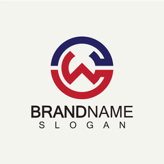 Alphabet Letters CW or WC logo design template