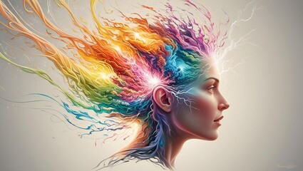 Creative Explosion Woman Colorful pink yellow red