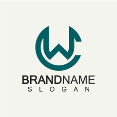 Alphabet Letters CW or WC logo design template