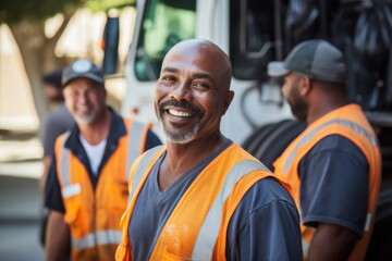 Portrait of a smiling middle aged sanitation worker