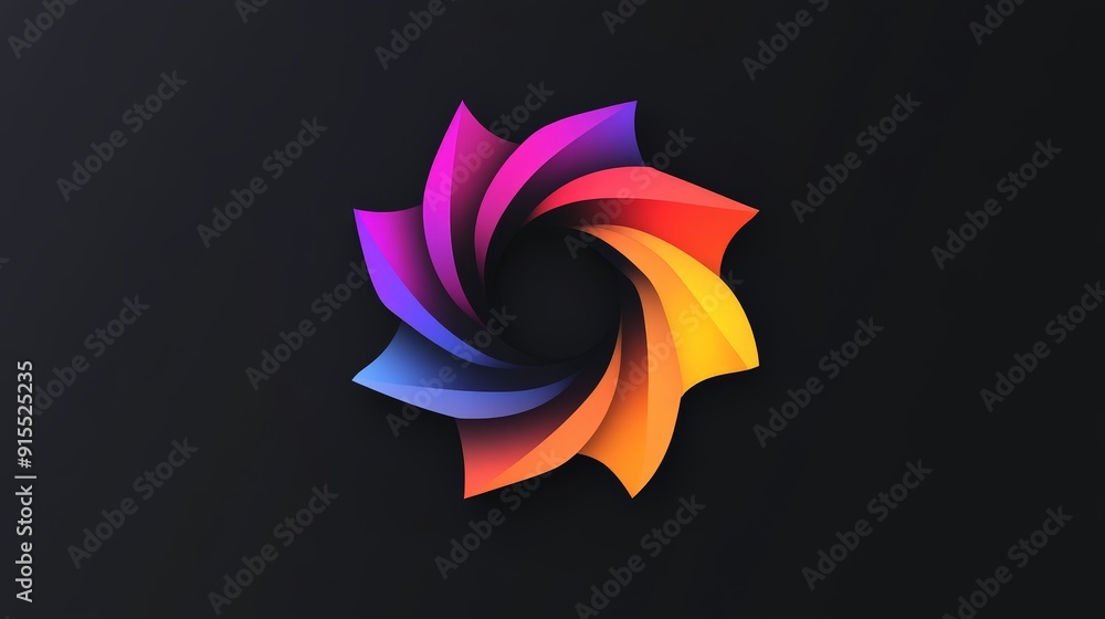 Poster design a unique color-changing logo against a black canvas.