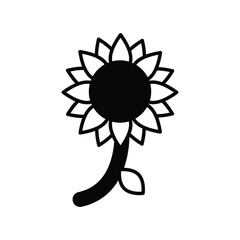 sunflower glyph icon with white background vector stock illustration