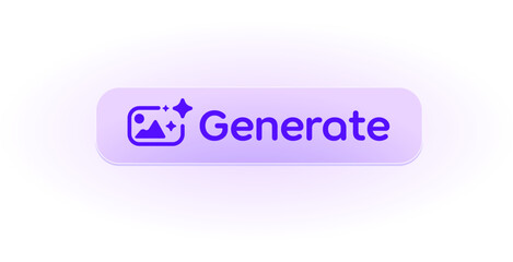 Generate AI image. Picture artificial intelligence logo. Machine learning generator. Generate image pushbutton prompt. Magic stars sign. LLM chat brain assistant. Vector illustration.