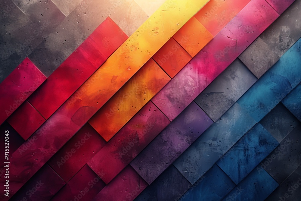 Wall mural colorful abstract background with geometric shapes and vibrant hues