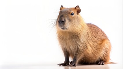 Fototapeta premium A cute capybara isolated on a white background, capybara, animal, rodent, isolated, white background, cute, adorable