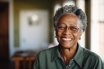 Smiling portrait of a senior woman in nursing home