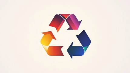 Design an elegant and colorful recycle logo on a white background, using bold, interlocking arrows