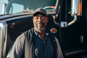 Portrait of a middle aged male truck driver