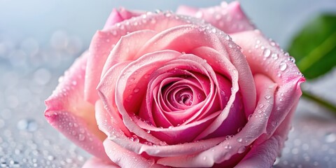Pink rose with water droplets, symbolizing freshness and beauty, pink, rose, flower, water droplets, dew, freshness, beauty