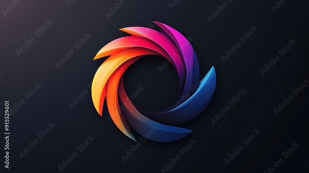 Poster develop a captivating color-changing logo with vibrant transitions on a black canvas. blend graceful