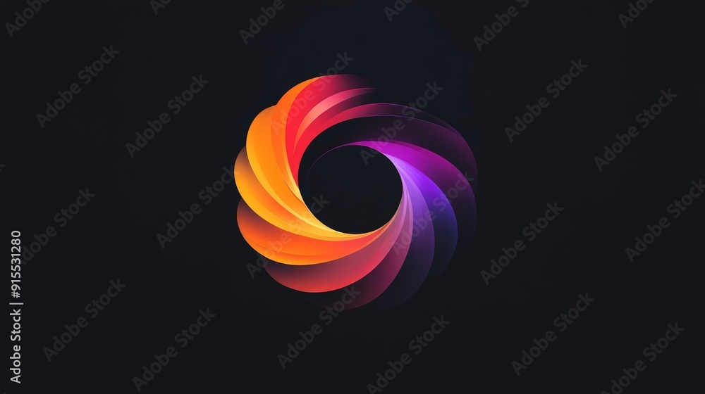 Fototapete Develop a sophisticated color-changing logo on a black canvas. Highlight fluid color shifts and modern aesthetics for a refined and visually engaging design.