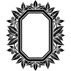 black elegant oval frame with ornament