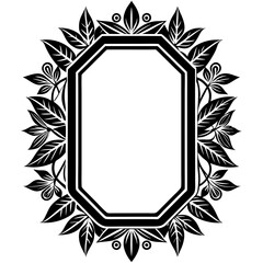 black elegant oval frame with ornament