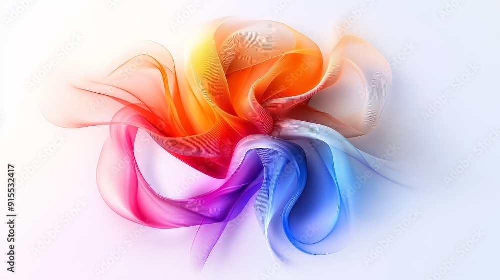 Poster develop a stunning color-changing logo on a white canvas, combining dynamic hues and sophisticated d