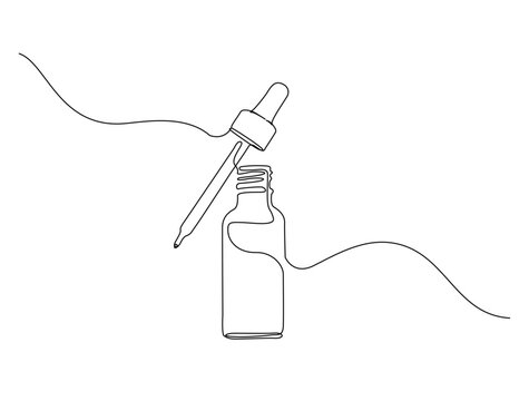 Continuous one line drawing of serum bottle skin care. serum bottle single line vector illustration.