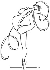 新体操でリボンの演技をする女子体操選手