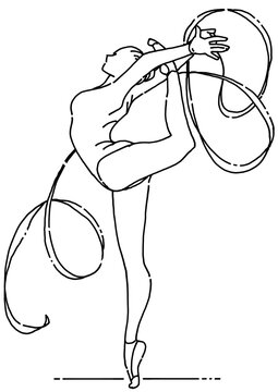 recommend clip art: 新体操でリボンの演技をする女子体操選手
