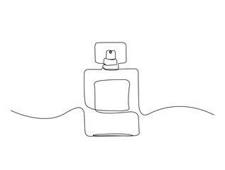 Obraz premium Continuous one line drawing of perfume bottle. Trendy perfume bottle single line vector illustration.