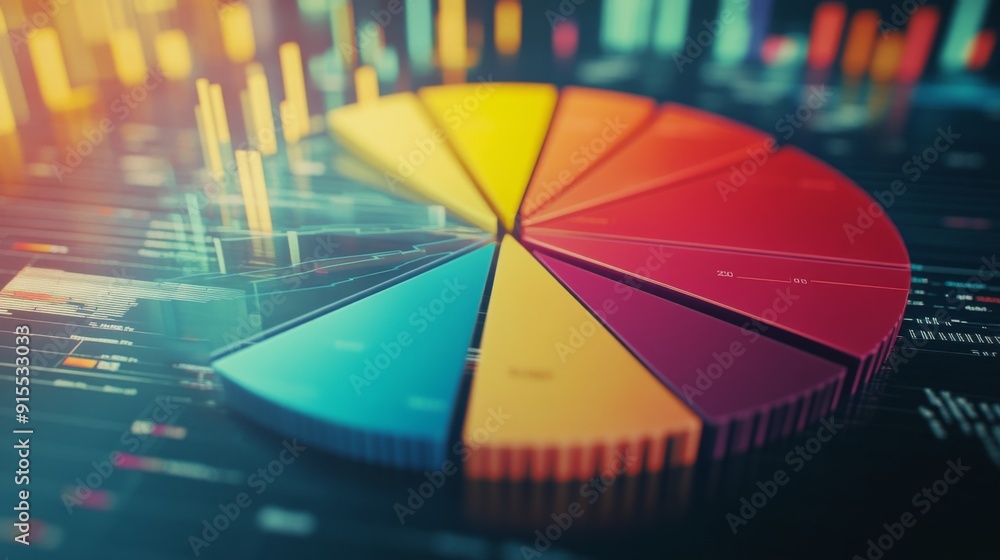 Poster a detailed pie chart with segments representing different demographic data, displayed on a large scr