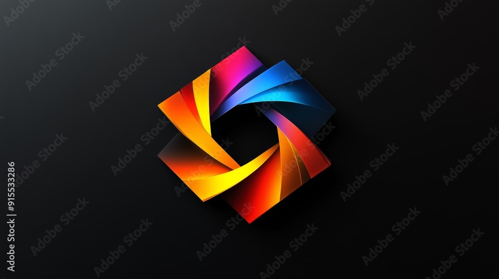 Poster develop a unique color-changing logo on a black canvas. focus on dynamic gradients and sleek design 