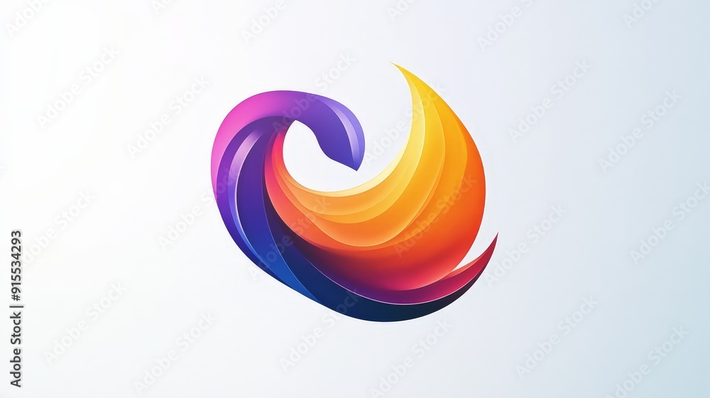 Fototapete develop a visually appealing logo with fluid color shifts on a white backdrop, emphasizing a sleek a
