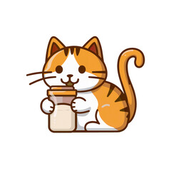 Fototapeta premium a cat holding a milk bottle